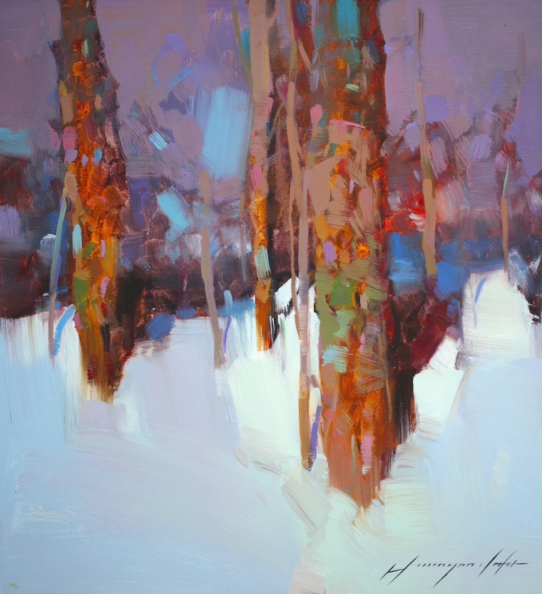 Winter Trees, Original oil Painting, Handmade artwork, One of a Kind          